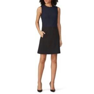 KF KaufmanFranco Collective Colorblock A-Line Dress, Black Blue Size 4 MSRP 395